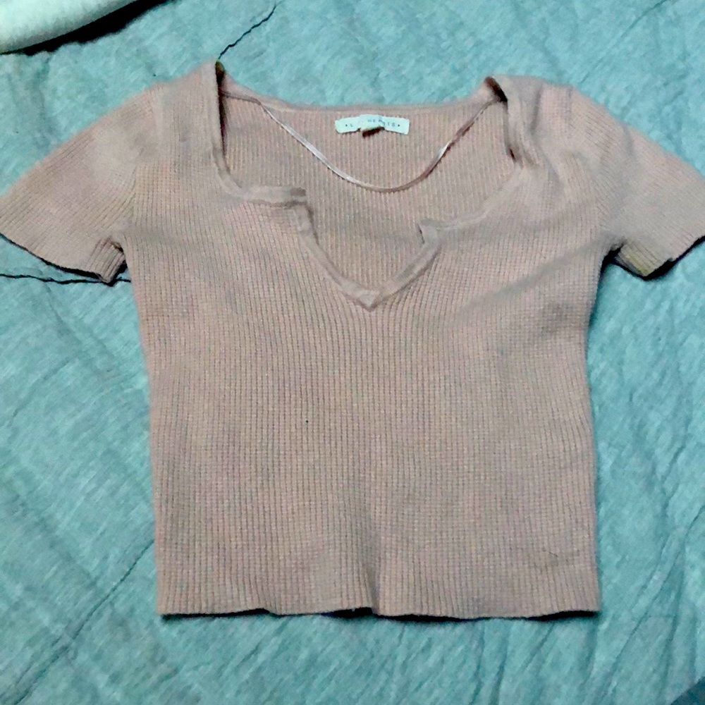 LA Hearts blush knit short sleeve shirt size XS